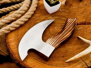 Handmade Original Viking <b>Pizza</b> <b>Cutter</b> <b>Axe</b> Slicer ULU Knife with Carbon Steel Blade - Product Image 2