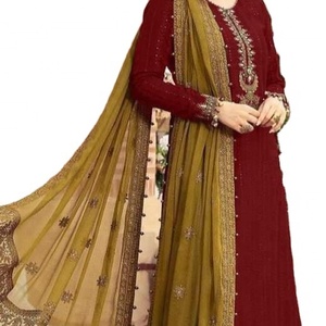2023 Venta caliente colección de Bodas de lujo indio pakistaní gasa bordada Salwar Kameez pesado vestido de fiesta de piedra - Product Image 1