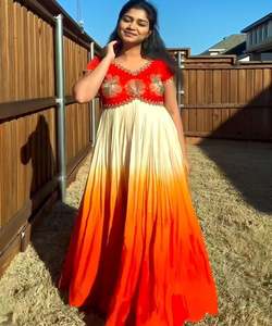 BLEU MORDEN GEORGETTE BRODERIE SÉQUENCE TRAVAIL ROBE ANARKALI PISHWAS FESTIVE WEAR PRIX DE GROS VÊTEMENT ETHNIQUE - Product Image 4