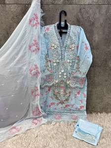<b>Fox</b> Georgette Stitched Pakistani Style Suit with Pant and Dupatta <b>for</b> Indian & Pakistani Collections - Product Image 6