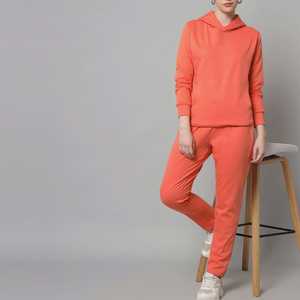 2025 Custom Logo <b>Women's</b> Winter <b>Tracksuit</b> Solid Pattern 100% Cotton Reversible Eco-Friendly Sweat Suit Set with OEM Service - Product Image 5