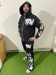 ชุดวอร์มปักลายสำหรับซักด้วยกรดซักเหงื่อเสื้อครอปสีดำปักโลโก้ออกแบบได้ตามต้องการ - Product Image 3