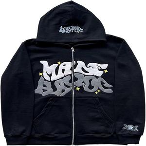 <b>Hoodies</b> Grunge <b>Graphic</b> <b>Zip</b> <b>up</b> <b>Hoodies</b> Wholesale Oversized Puff Printing <b>Hoodies</b> Pullover Cotton Unisex - Product Image 2