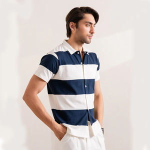 เสื้อโปโลกระดุมแถวเดียวสำหรับผู้ชายเสื้อโปโลกระดุมแถวเดียวพิมพ์ลายวินเทจ - Product Image 4