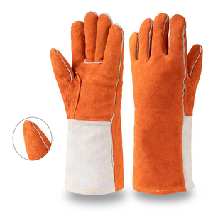 Guantes marrones de soldadura de diseño personalizado con palma negra, ignífugos, anticorte, función antiimpacto - Product Image 2