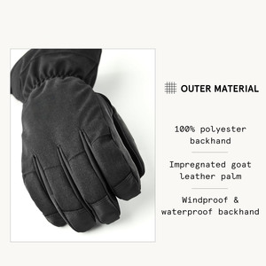 Guantes de esquí de poliéster de cuero para Snowboard, impermeables, transpirables, a prueba de viento, para hombres, para clima frío, guantes de esquí - Product Image 3