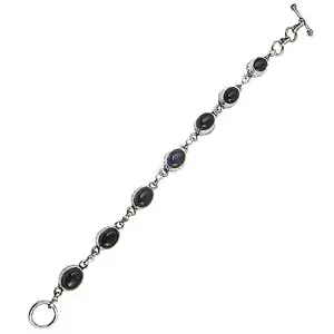 925 Silver <b>Onyx</b> <b>Bracelet</b> for Women Oval Stone Rhodium Plated White Gold Rose Gold Religious Style Featuring Diamond Pearl - Product Image 1