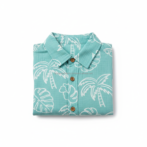 Camisa Hawaiana con Estampado Tropical para Hombre, Manga Corta, Ropa de Playa de Verano, Informal, con Estampado de Hojas de Palmera, de Algodón y Lino Transpirable - Product Image 6