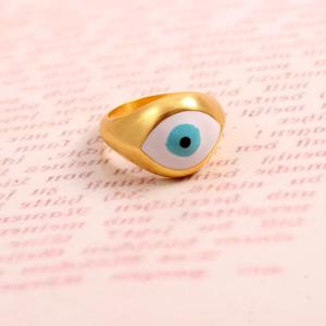 Anillo clásico de esmalte de ojo de Plata de Ley 925 para mujer chapado en oro - Product Image 6