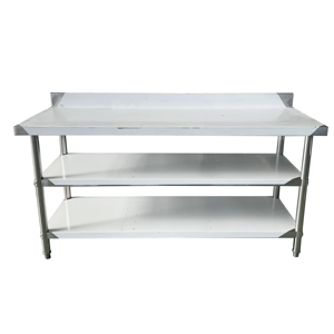 उच्च गुणवत्ता वाले तीन-स्तरीय स्टेनलेस स्टील काम टेबल 201/304 रेस्तरां और होटल रसोई के लिए आसान-साफ सतह - Product Image 2