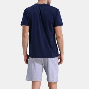 Conjunto para correr de verano de alta calidad para hombre, pantalones cortos de algodón con logotipo personalizado y camiseta transpirable patrón sólido, conjunto de 2 piezas - Product Image 3