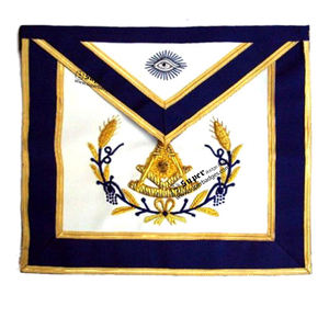 Vente chaude maçonnique outil tablier avec bordure bleue brodé à la main Regalia Logo personnalisé tissu matériel dentelle décoration bas prix - Product Image 3