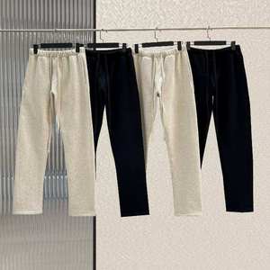 Pantalon de survêtement droit en coton 100% respirant à cordon de serrage, poids lourd, grande taille pour hommes - Product Image 1