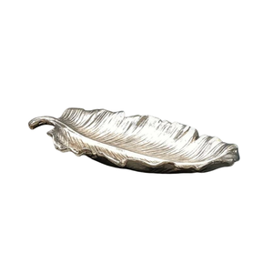 Vaisselle créative en forme de feuille de qualité plateaux en métal argenté pour la restauration pour servir des collations chaudes plateau Offre Spéciale - Product Image 1