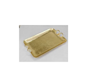 Fournisseur indien de plateau de service en métal de forme ronde, variété fantaisie de haute qualité or brillant poli - Product Image 4