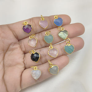 925 Sterling Silver Tiny <b>Labradorite</b> Heart Briolette Gemstone <b>Pendant</b> Faceted DIY Electroplated Fine Jewelry for Charms <b>Pendants</b> - Product Image 6