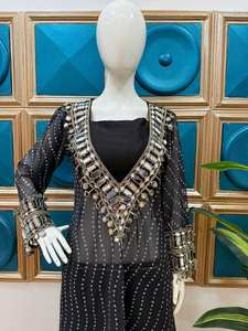 Designer pakistanais Salwar Kameez brodé Séquence Travail Readymade Salwar Kameez Cousu Vêtements De Mariage Costumes - Product Image 3