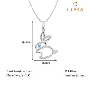 CLARA สร้อยคอจี้รูปกระต่ายอินเทรนด์ เงินแท้ 925 ชุบโรเดียม โซ่แพลตตินั่ม ดีไซน์รูปสัตว์เรขาคณิต เพชร มุก - Product Image 4