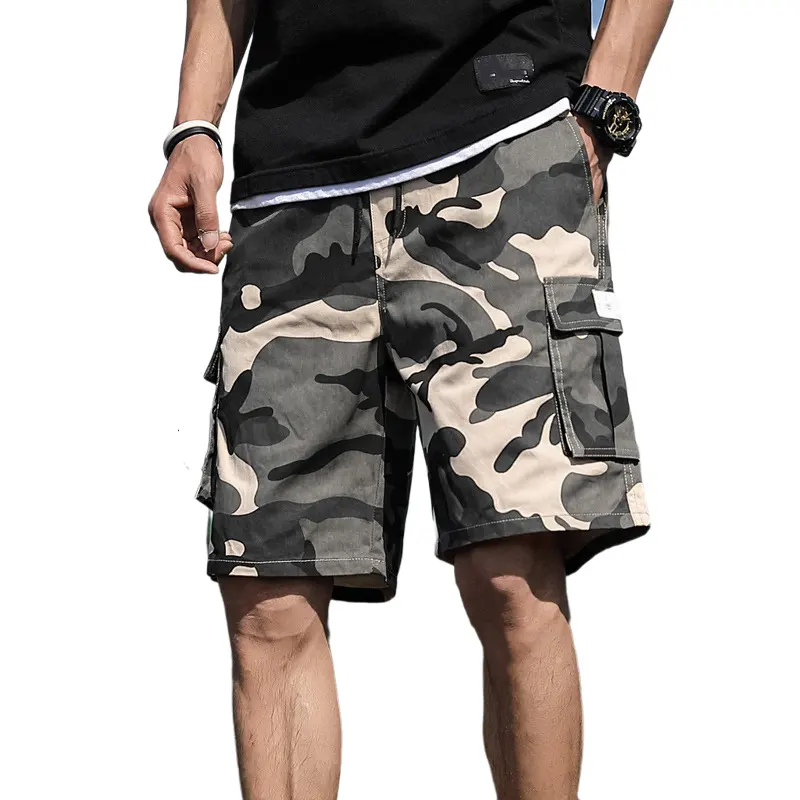 थोक कस्टम लोगो डिज़ाइन यूटिलिटी ग्रीष्मकालीन पुरुषों के लिए क्लासिक कार्गो पॉकेट पैंट शॉर्ट्स कैज़ुअल पुरुषों के लिए