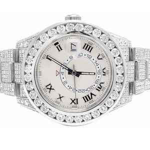 Ultra Luxury Men's Moissanite Diamond Iced Analog Roman Dial Reloj de pulsera Banda de acero inoxidable Relojes mecánicos de moda clásicos - Product Image 4