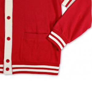 เสื้อคาร์ดิแกนแขนยาวคอวีสีขาวสีแดงสำหรับทุกเพศเสื้อคาร์ดิแกนนักศึกษาวิทยาลัยคาร์ดิแกนมีกระดุมดีไซน์เย็บปะติดเสื้อสำหรับทุกเพศ - Product Image 5