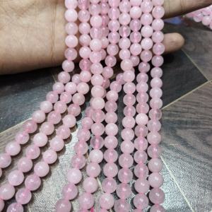 Collier en argent sterling avec perles lisses de quartz rose naturel de 8 mm, cristal de guérison, pierre précieuse bohème, cadeau de mariage, bijoux - Product Image 3