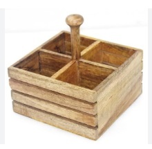 Porte-couverts en bois d'acacia moderne et écologique pour la cuisine, support à couverts pour restaurant, rangement pour ustensiles - Product Image 4