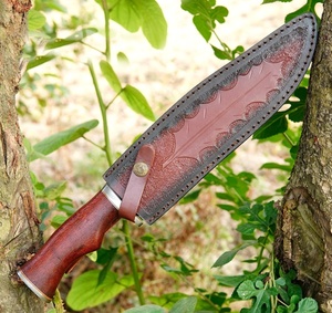 Cuchillo Bowie de acero de Damasco hecho a mano con mango de madera Paddock y Funda de cuero fino cuchillo para exteriores cuchillo al por mayor - Product Image 4