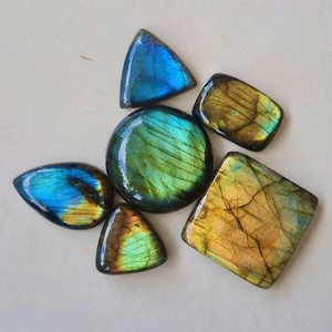Cabochons de labradorite naturelle de haute qualité, taille ovale, formes variées, tailles mixtes, pierres précieuses pour la fabrication de bijoux - Product Image 6