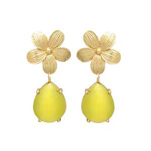New Arrival Gold Plated Bee and Flowers Design With Citrine Hydro Gemstone Earrings Dangle Earrings - Product Image 1