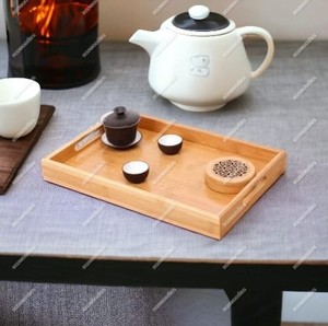 ถาดใส่แล็คเกอร์อเนกประสงค์ถาดไม้ไผ่พร้อมที่จับเหมาะอย่างยิ่งสำหรับการเสิร์ฟอาหารและเครื่องดื่ม - Product Image 4