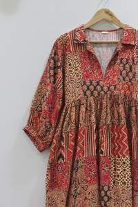 New <b>Summer</b> Print Party Wear Sexy <b>Knee</b> <b>Length</b> Deep V-Neck Casual Cotton Midi Hand Block Print Boho <b>Summer</b> Printed <b>Dress</b> - Product Image 4