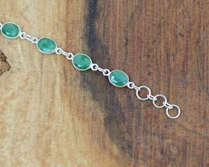 Bracelet ajustable en argent sterling 925 avec émeraude verte, fait à la main, 11 pierres précieuses, bijoux pour femmes, cadeau tendance - Product Image 2