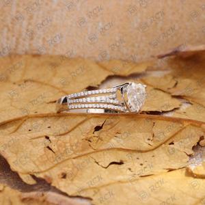 แหวนเพชรโมอิสก้านผ่าหัวใจสำหรับผู้หญิงทอง18K สำหรับงานแต่งงานเจ้าสาวและสัญญาว่าจะขอเครื่องประดับเพชรสีขาว - Product Image 3