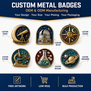 Badges métalliques personnalisés d'astronomie et de sciences, épingles à revers en émail dur en relief 3D - Product Image 4