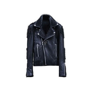 2025 vente en gros hommes noir Rock Punk clouté Biker veste en cuir - Product Image 1