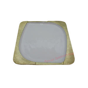 Usine directe en gros personnalisable écologique blanc or métal moulé plateau de service vaisselle servir articles fabriqués en Inde à vendre - Product Image 2