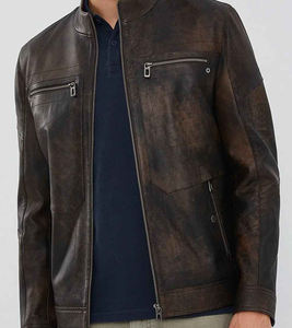 2025 New Custom Design Vintage <b>Gothic</b> Fashion Motorbike Winter Breathable Outdoor Sheep Skin Leather <b>Jacket</b> Collarless Side - Product Image 6