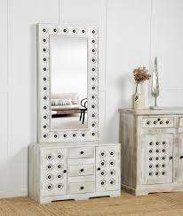 Cómoda Moderna de Madera Blanca de Lujo Lixora con Espejo, Multiusos, 2 Estantes para Baño y Apartamento - Product Image 3