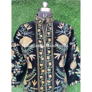 Veste en Velours Doux et Coton Unisexe, Manteau d'Hiver Boho Hippies Suzani Brodé à la Main, Tenue de Fête pour Femme, Printemps et Automne - Product Image 5