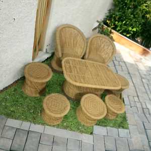 ชุดเก้าอี้สไตล์ออตโตมันทำจากไม้ไผ่เป็นมิตรต่อสิ่งแวดล้อมพร้อมโต๊ะในร่มเฟอร์นิเจอร์ร้านอาหารกลางแจ้ง - Product Image 2