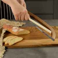 Couteau à pain professionnel écologique, compatible lave-vaisselle, avec manche en bois et lames dentelées en acier inoxydable pour boulanger