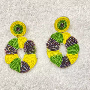 Pendientes de gota de cuentas de semillas de diamantes de imitación de diseñador, joyería de aro de moda para mujer, estilo clásico, ropa de fiesta de Navidad hecha a mano en la India - Product Image 6