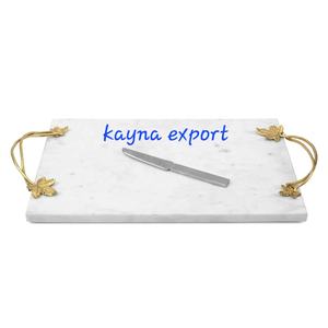Marbre blanc avec bords dorés et plateau à fleurs à vendre, plateau en marbre pour ensemble de CANISTER, utilisation à bas prix - Product Image 4