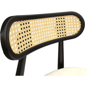 Set di 2 Sedie da Pranzo in Legno Nero con Schienale in Rattan per Soggiorno e Ufficio, Materiale in Pelle Resistente, Arredamento per la Casa - Product Image 3