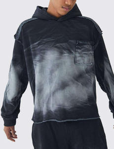 OEM Customizable Oversized Boxy Hooded Tracksuit Set Washed <b>Applique</b> Patch Design Fashion Winter Solid 100% Cotton Breathable - Product Image 5