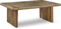 Table basse contemporaine en bois de manguier massif avec motif géométrique et dessus en bois pour le salon, la maison et le bureau