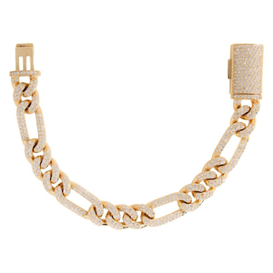 สร้อยข้อมือชุบทอง14K สไตล์คิวบาคอลเลคชั่นมาใหม่ของการปลูกเพชรในห้องทดลองที่ดีกำไลข้อมือหนักและสง่างาม - Product Image 3