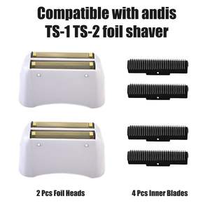 Paquete de 2 cabezales de repuesto de lámina dorada para afeitadora eléctrica, triple cuchilla, para cuerpo y rostro, lavable por USB, resistente al agua - Product Image 5