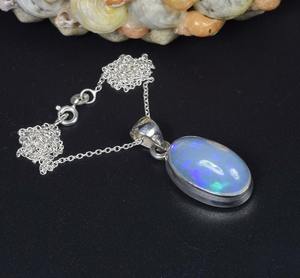 จี้พลอยเอธิโอเปียโอปอล 925 เงินสเตอร์ลิงจี้โซ่พลอยเดือนตุลาคม Birthstone หินธรรมชาติของขวัญวันเกิด - Product Image 2